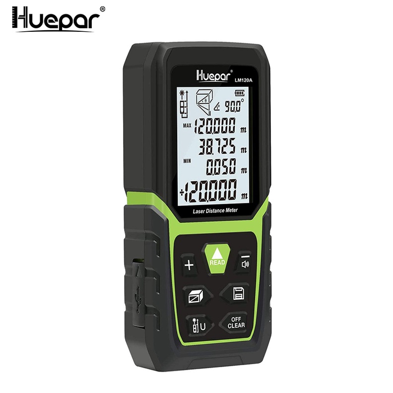 Huepar Laser Distance Measure 393Ft/120M with Li-ion Battery&Electric ...