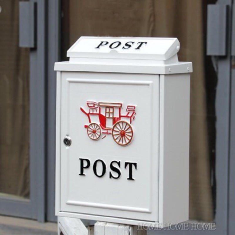 ((Yongmei Shop) White Carriage Cast Aluminum Mailbox Supermarket Pick ...