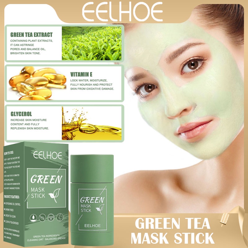 Eelhoe Solid Facial Mask Stick Green Tea With Charcoal & Vitamin C For