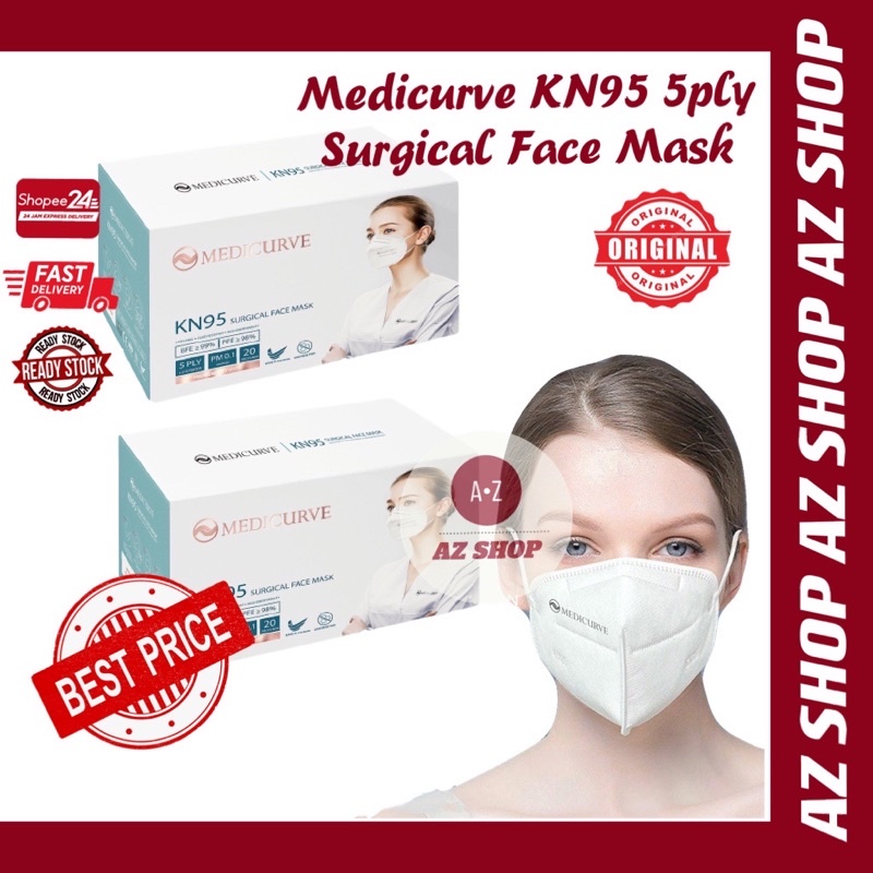 Medicurve KN95 5Ply Surgical Face Mask Individual Pack Adult ASTM Level