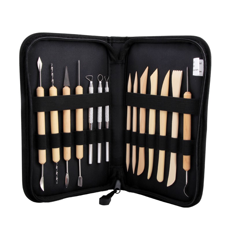 Quality 14Pcs Wooden Metal Pottery Clay Tools With Case Molding