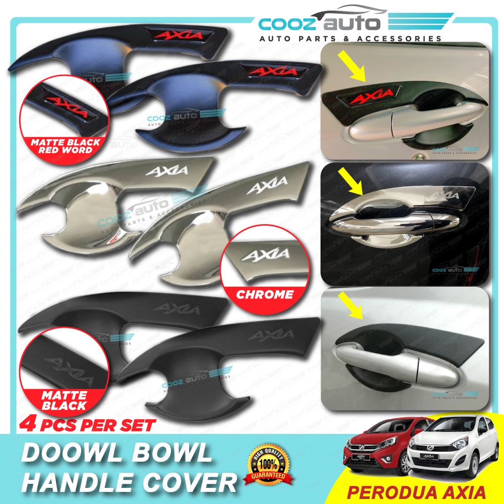 Perodua Axia Chrome / Matte Black Door Handle Inner Bowl Inserts Cover