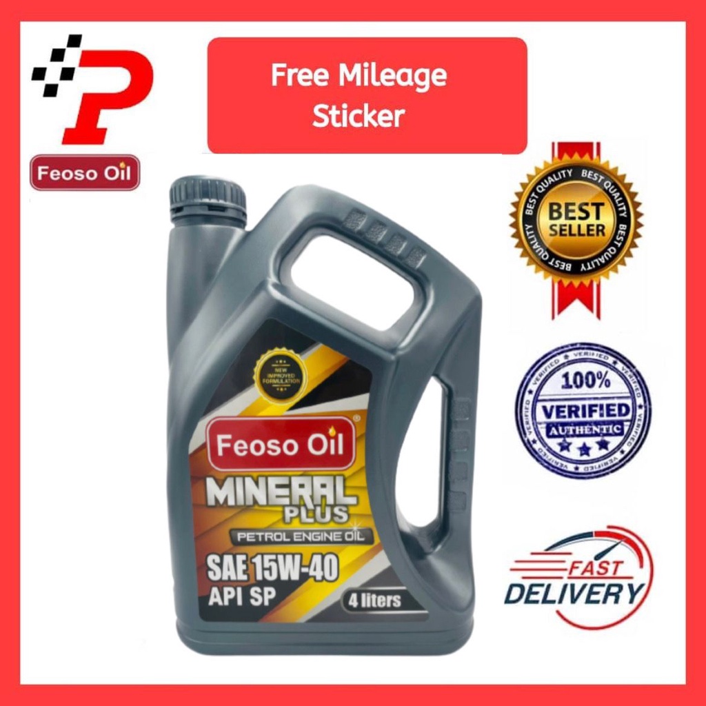 FEOSO OIL - 1X4L PETROL ENGINE OIL SAE 15W-40 API SP (MINERAL) / MINYAK ...