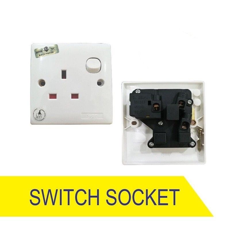 ABS MATERIAL SIRIM 13A Switch Socket Outlet Wall Socket Switches Power Plug Wall Electric Socket