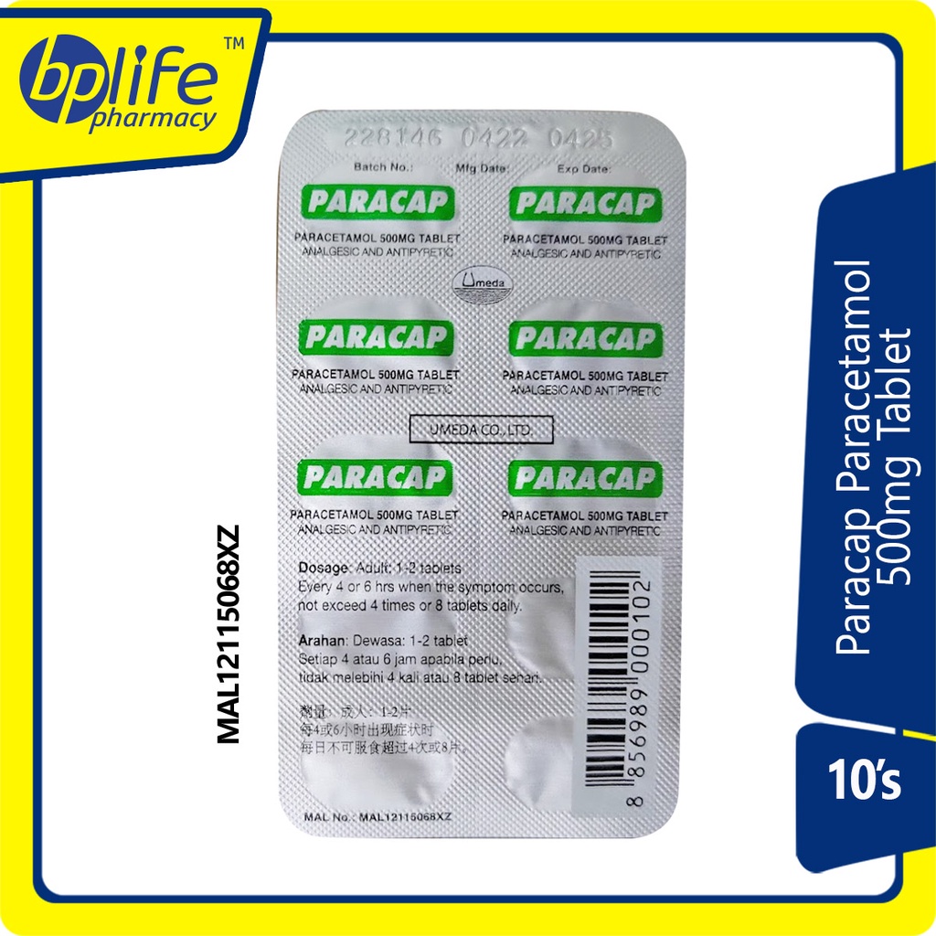 Paracap Paracetamol 500mg Tablet 10s (Strip) | Shopee Malaysia