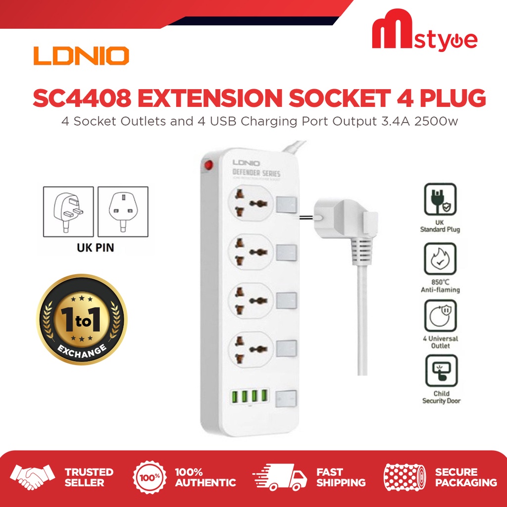 LDNIO SC4408 Electrical Socket Smart Extension Multifunction Power ...