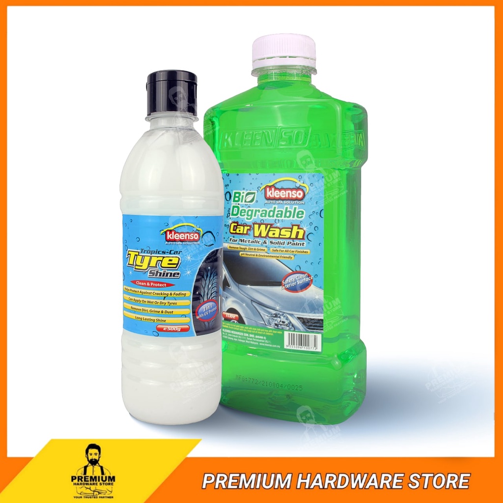 KLEENSO Bio Degradable Car Wash (Shampoo) 1 Liter & TropicsCar Tyre