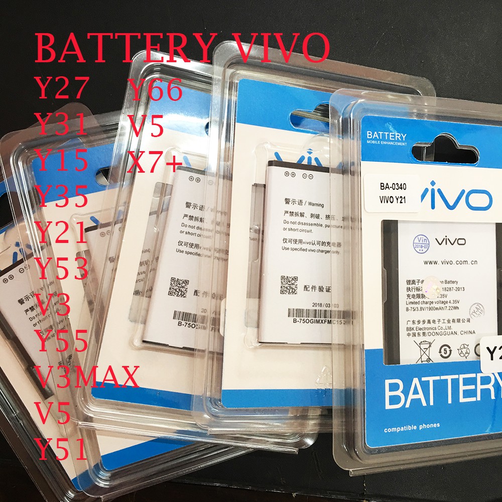 Battery Vivo Y27 Y15 Y21 Y31 Y35 Y55 Y66 V3 V3MAX Y51 Y53 V5 X7PLUS ...