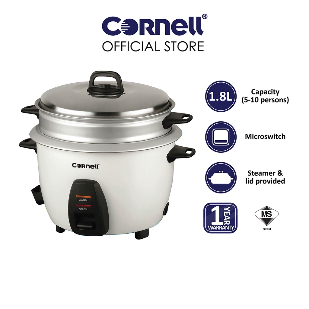 Cornell 1.8L Conventional Rice Cooker (510 persons) CRCCS182ST