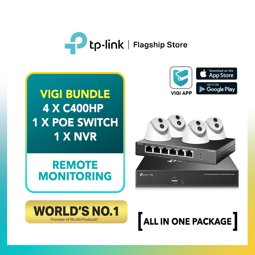 TP-Link Indoor 3MP Wire CCTV Security Camera Solution VIGI Kit Package ...