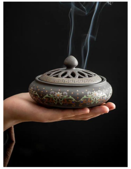 紫頂香炉は家庭用仏壇香炉室内寝室香薫炉陶器擬古盤香炉茶器香炉