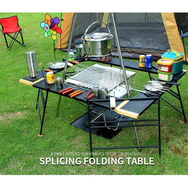 Portable Multifunction Barbecue BBQ Table Fire Pit Splicing Table ...