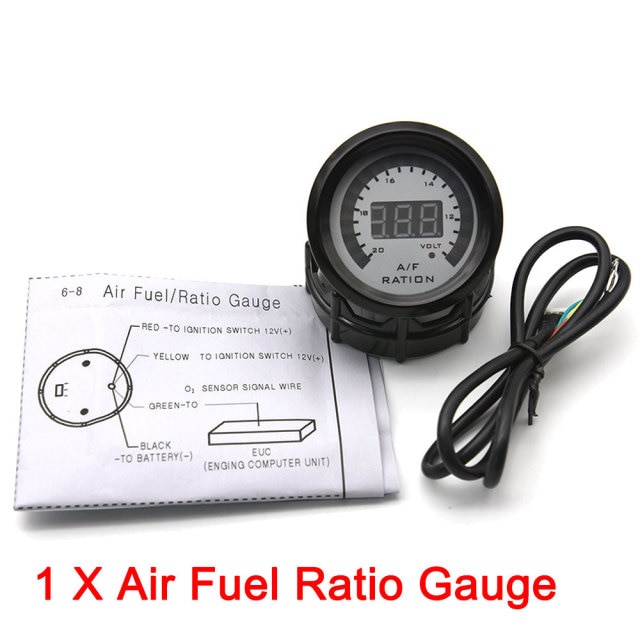 Dyno Racing 2 52MM LED Digital Narrowband Air Fuel Ratio Black Face Monitor Racing Gauge