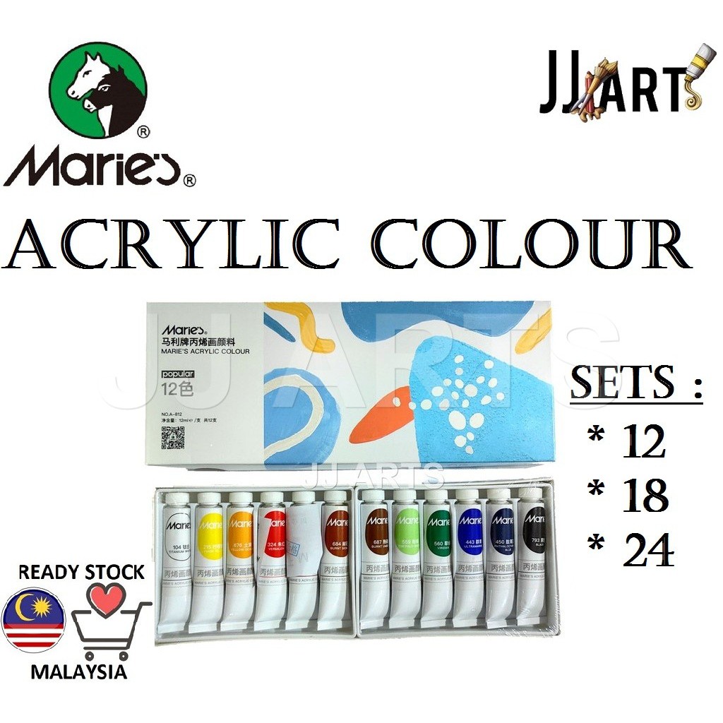 Marie's Professional Acrylic Paint Set, 6/12/24 Colors Craft