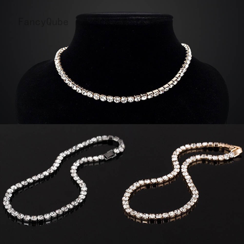 New Women Jewelry Dazzling CZ Choker Necklaces Luxury Tennis Chain