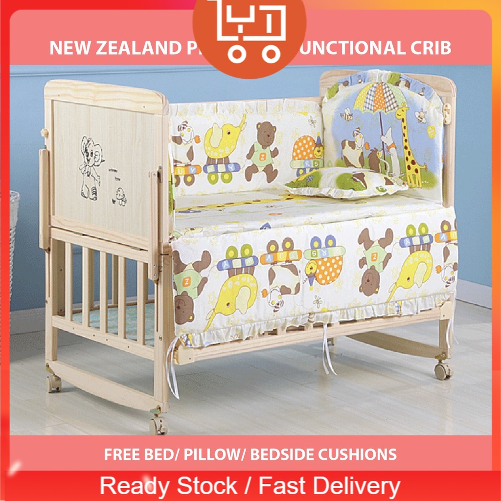 LYT ONLINE Multifunctional Baby Crib Extendable FREE Mosquito Net Bed Pillow Shopee Malaysia