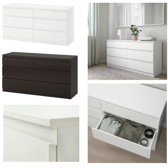 KULLEN Chest of 6 drawers / Storage Drawers / Chest of Drawers , black