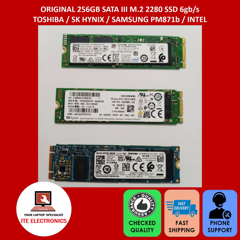 ORIGINAL 256GB SATA III M.2 2280 SSD 6gb/s TOSHIBA / SK HYNIX