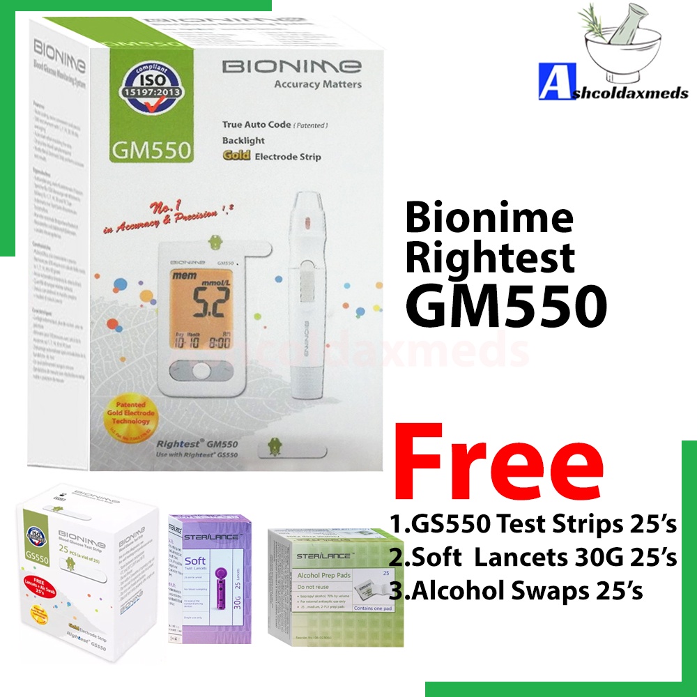 BIONIME GM550 Blood Glucosamine Meter With GS550 Test StripsX25'S