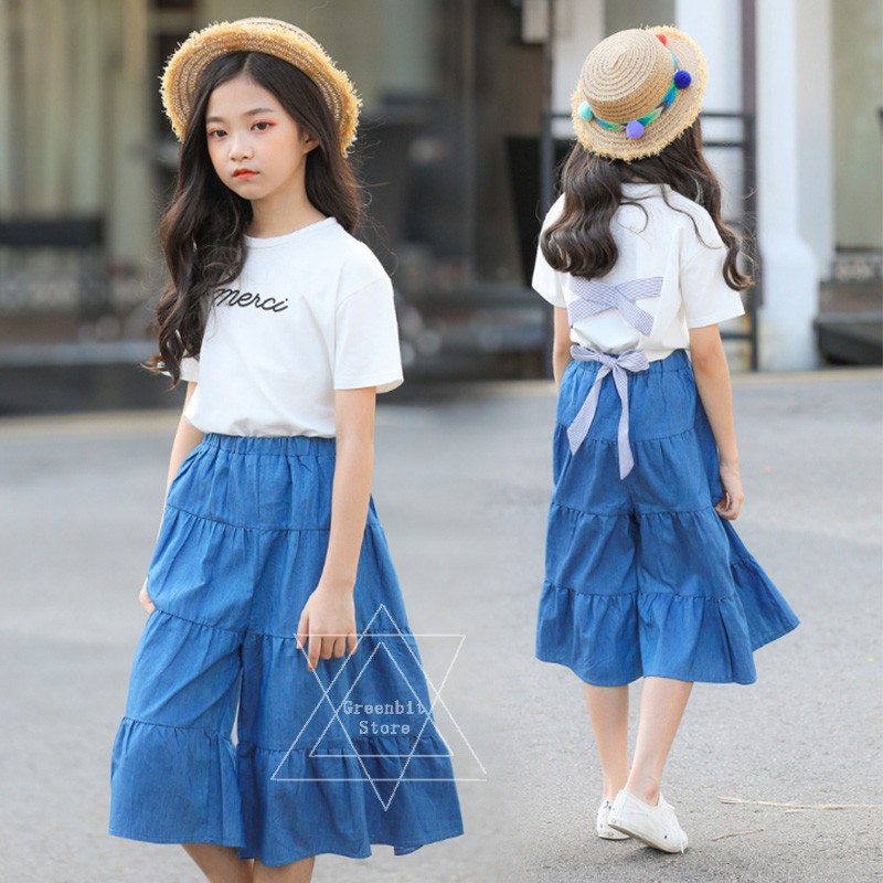 1 Set 7 15 Years Old Girls Clothing Kids Fashion Loose Long Pants Korean Style