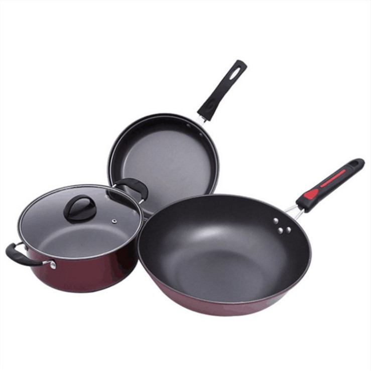 [3in1] Non Stick Cookware NonStick Wok Pot Pan Panci Teflon Set Pot