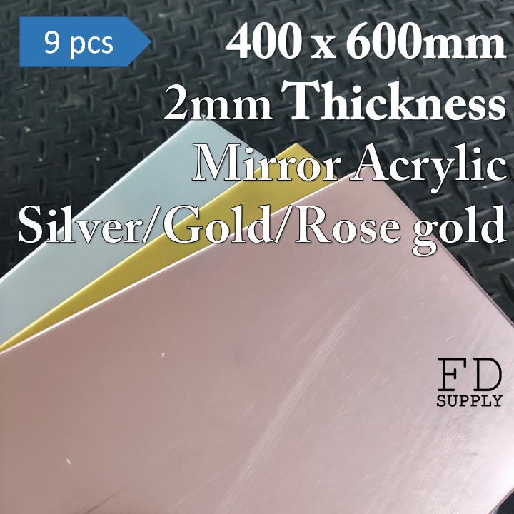 (9pcs) 2mm 600x400mm 400x400mm Gold Mirror Silver Mirror Rose Gold