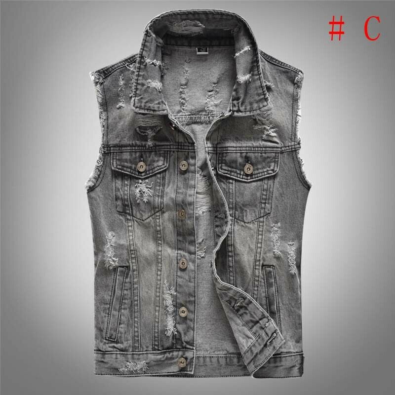 Ripped sleeveless denim jacket clearance