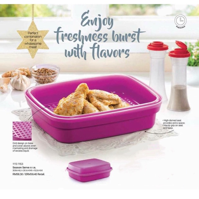 Tupperware Marinade Container Season Serve Refrigerator Food