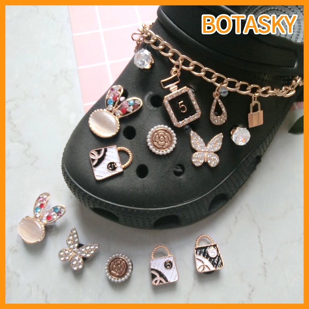 crocs jibbitz rabbit/pearl flower /butterfly rhinestone hole shoes shoe