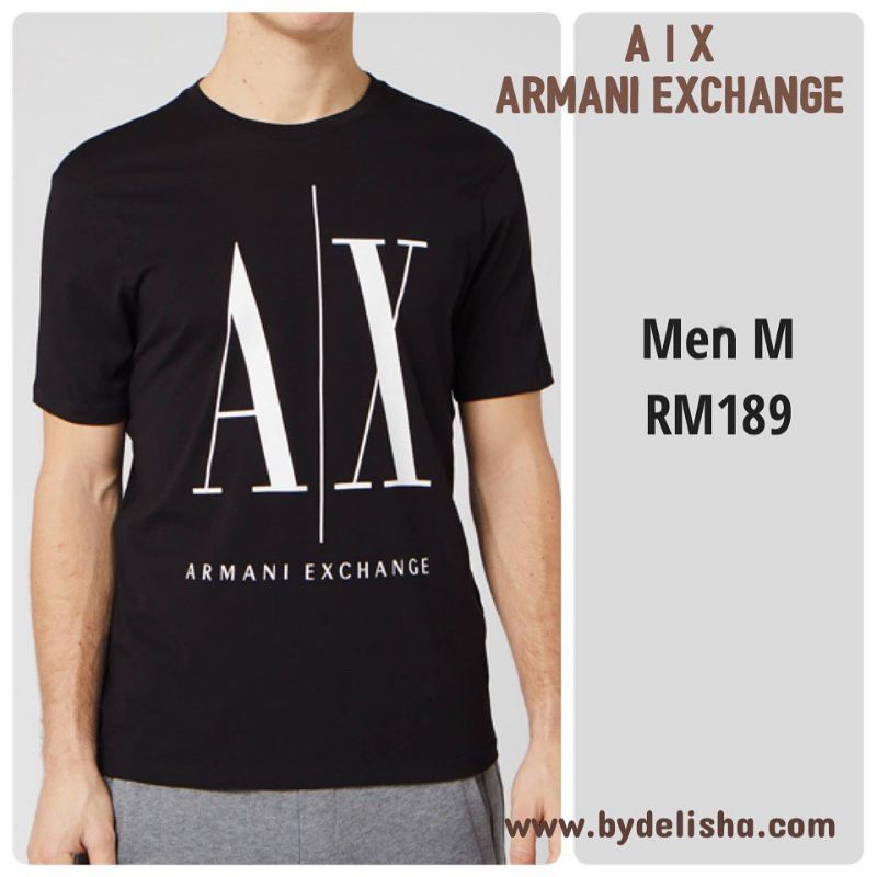 Armani Exchange Men Big AX Logo T shirt Black Shopee Malaysia