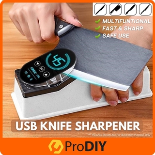 USB Electric Knife Sharpener Adjustable for Kitchen Knives Tool Knife  Scissor Sharpening White Medium and Fine Grinding Blade