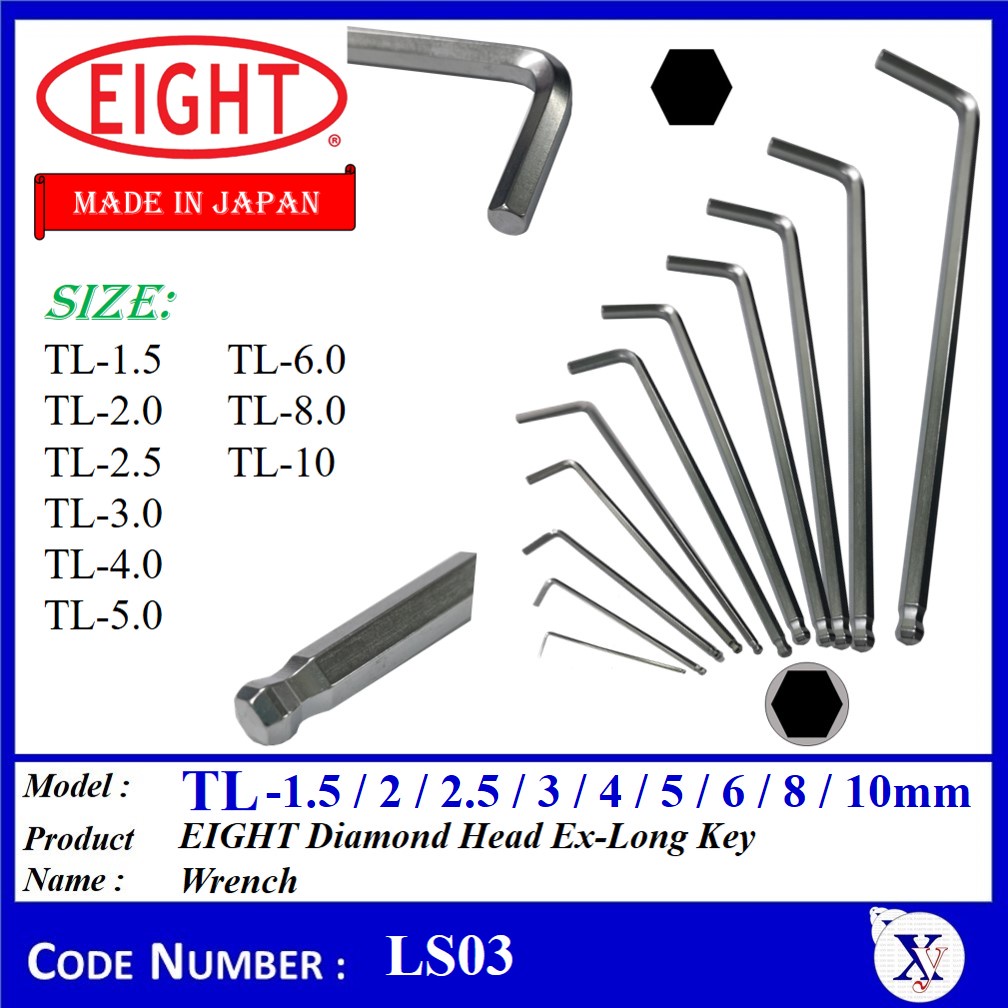 LS03- JAPAN EIGHT TL- Diamond Head Ex-Long Key Wrench | L-SHAPED ...