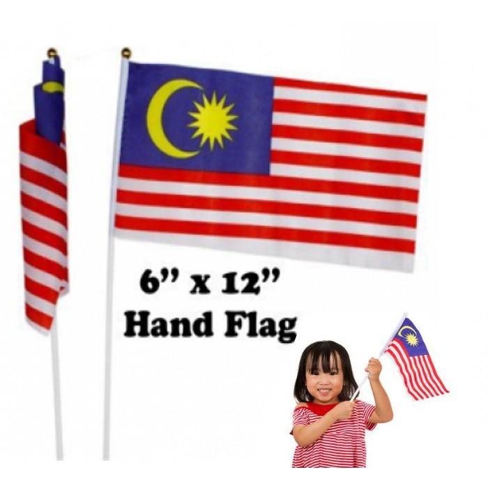 28 X 14 Cm Inch Hand Flag Bendera Tangan Malaysia Kain Pegang Kibar Jalur Gemilang Malaysian