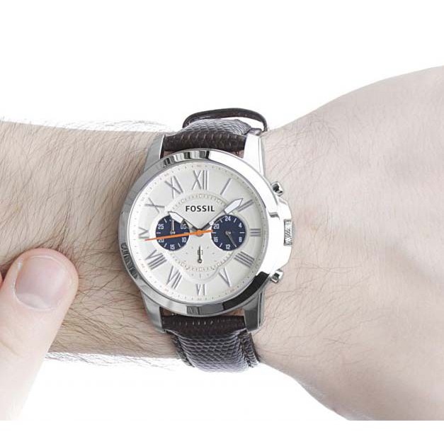 FOSSIL GRANT CHRONOGRAPH WHITE DIAL BROWN LEATHER MEN S WATCH FS5021