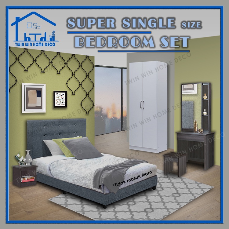 (KL & Selangor)Twin Win Super Single Size Bedroom Set - Set Bilik ...