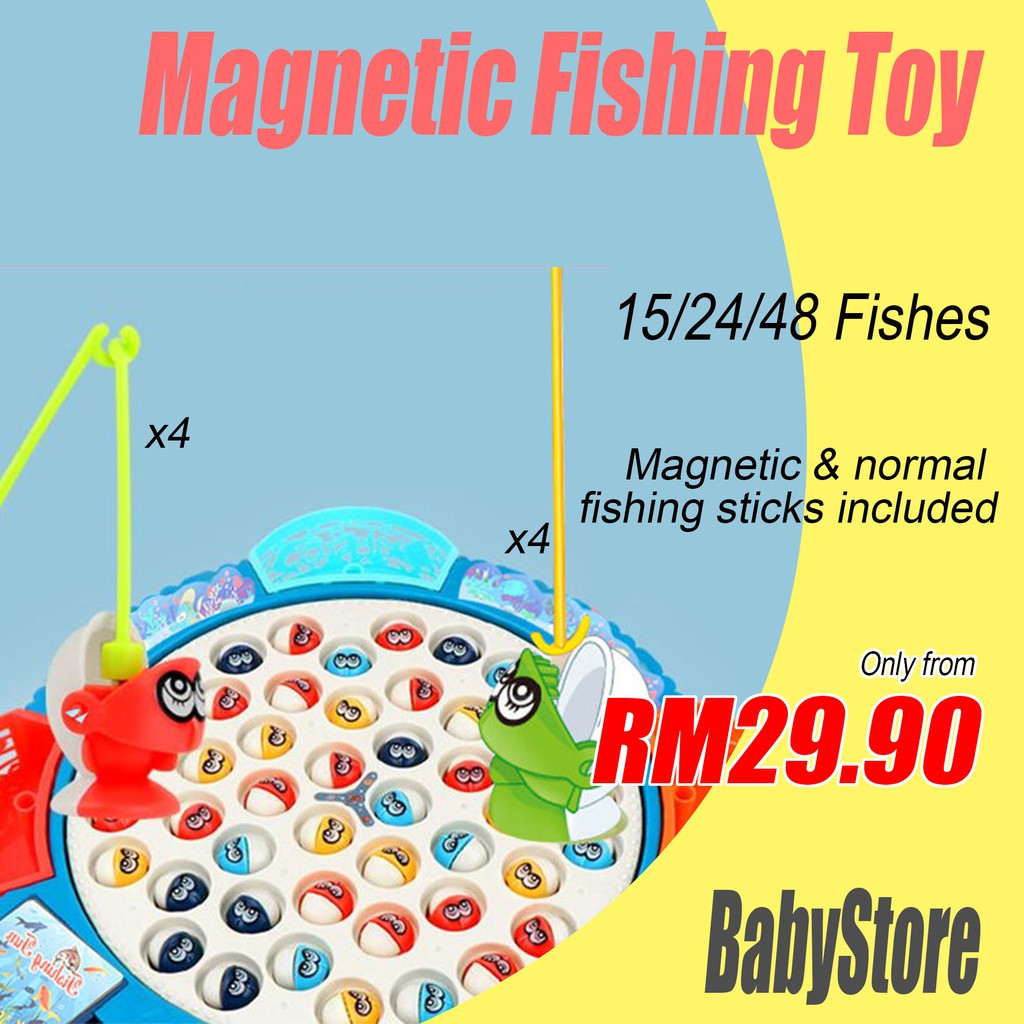 Kid toy Magnetic Fishing Set Toys Battery 15/24/48 Fishes