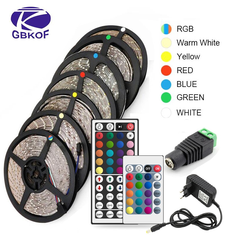 RGB 300 LED strip light 5m 60LEDs/m 5050 SMD 2835 White Warm White Red ...
