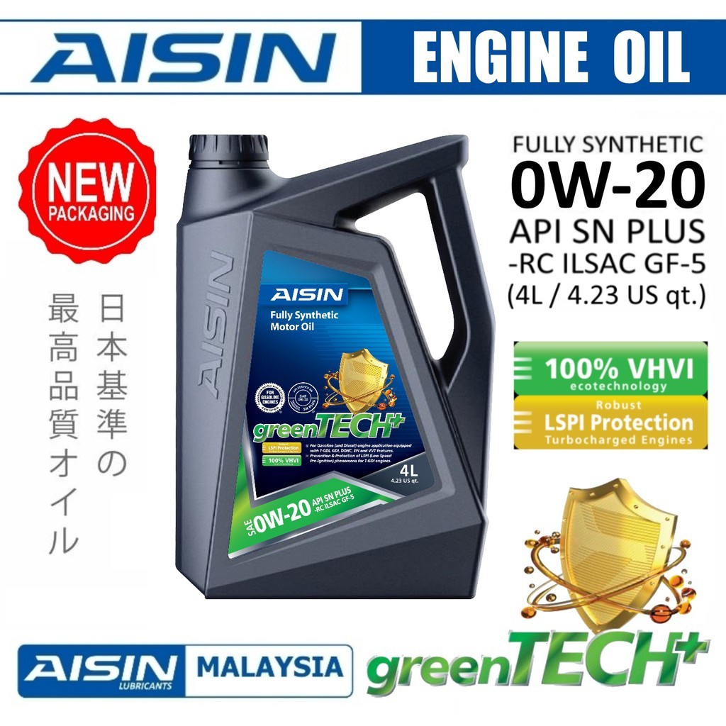 AISIN ENGINE OIL GREENPOWER FULLY SYNTHETIC SN 0W20 4 LITRE AXIA BEZZA ...