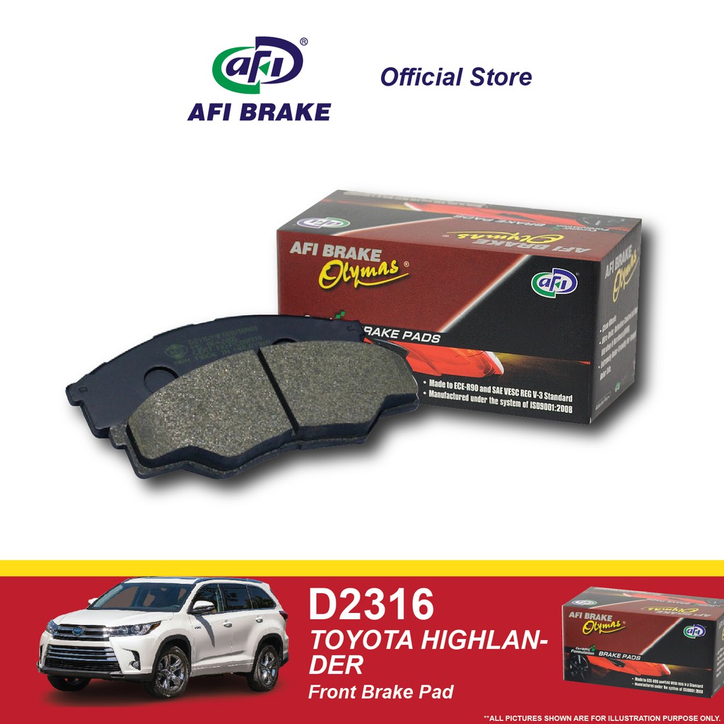 Olymas Front Brake Pad - Toyota Highlander - D2316 (1set) | Shopee Malaysia