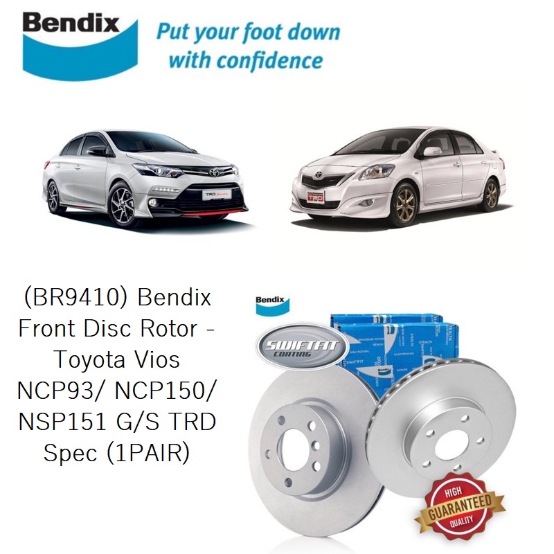 (BR9410) Original Bendix Swiftfit Front Disc Rotor - Toyota Vios NCP93 ...