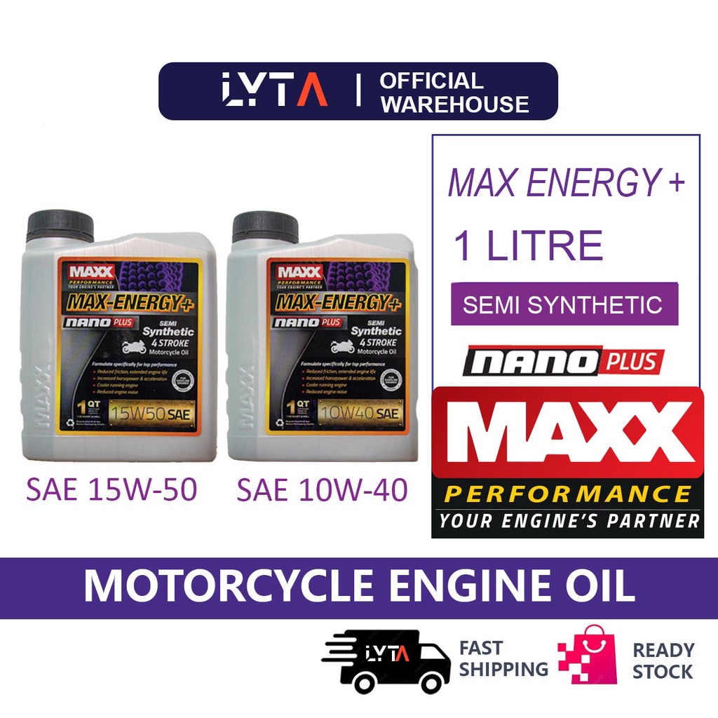 MAXX PERFORMANCE Motorcycle Engine Oil NanoPLUS Semi Synthetic Minyak ...