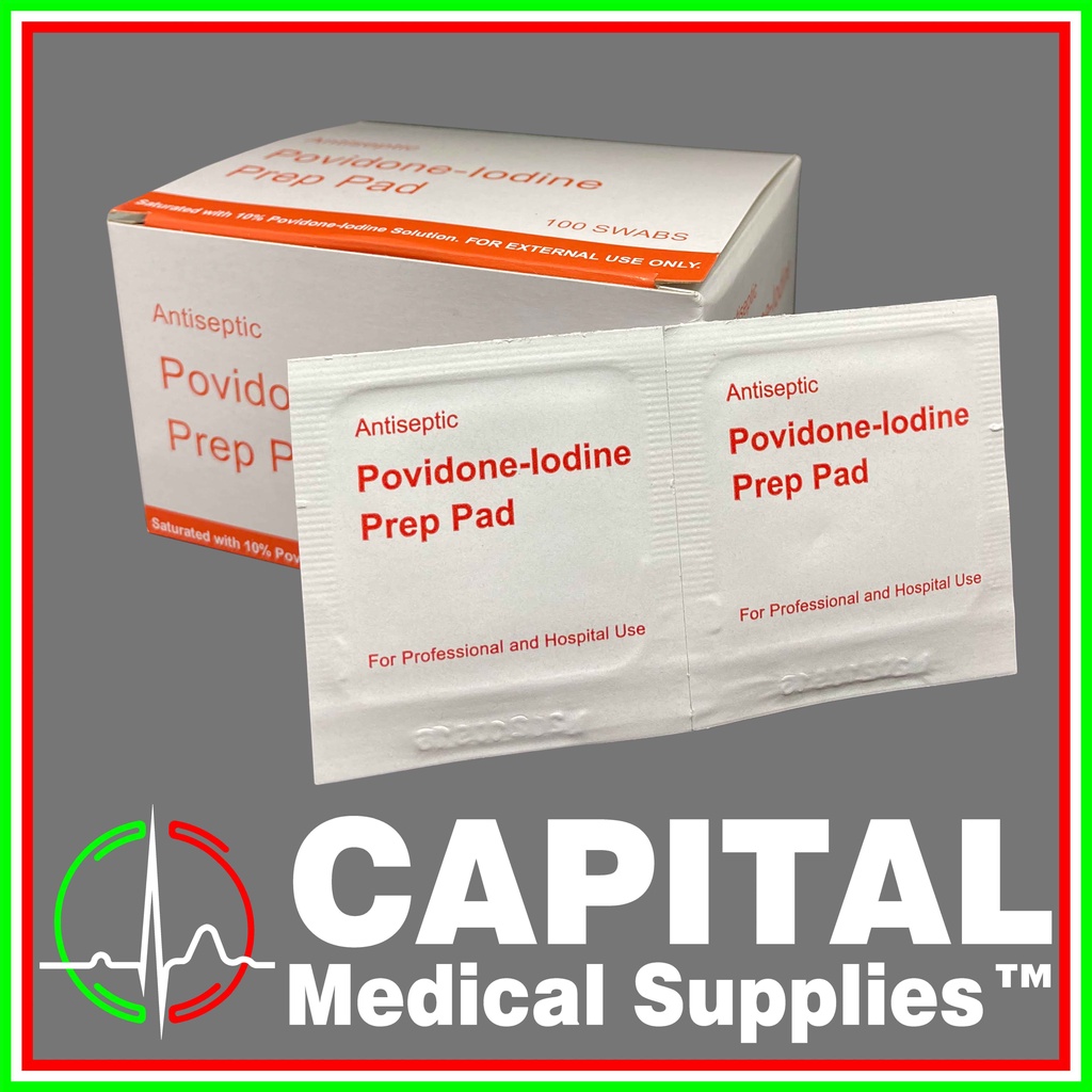 Povidone Iodine Prep Pad / Swab, Antiseptic 10 Solution , 100 pcs/box