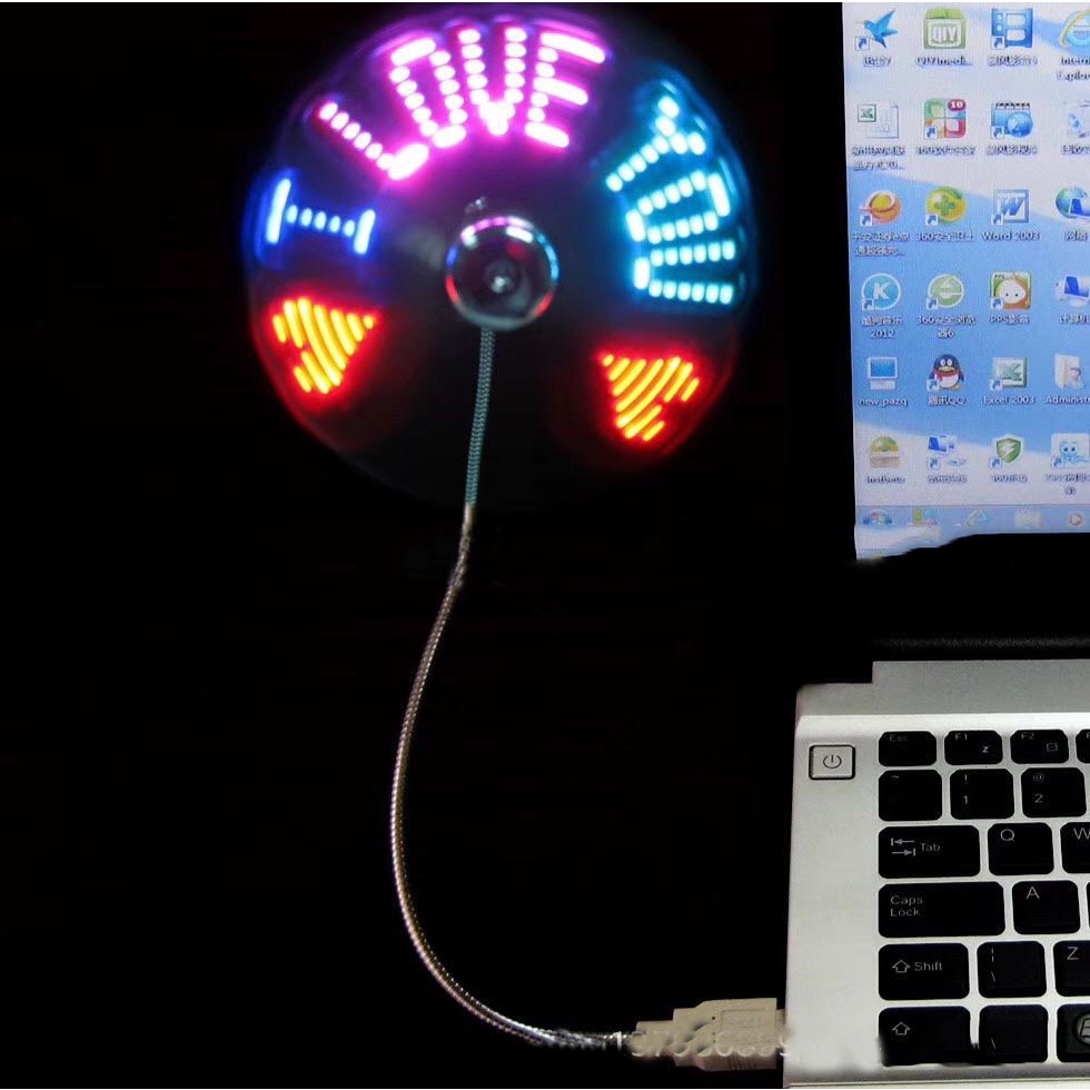 Mini USB LED Light Fan Portable Cooling Fan Temperature Operated ...