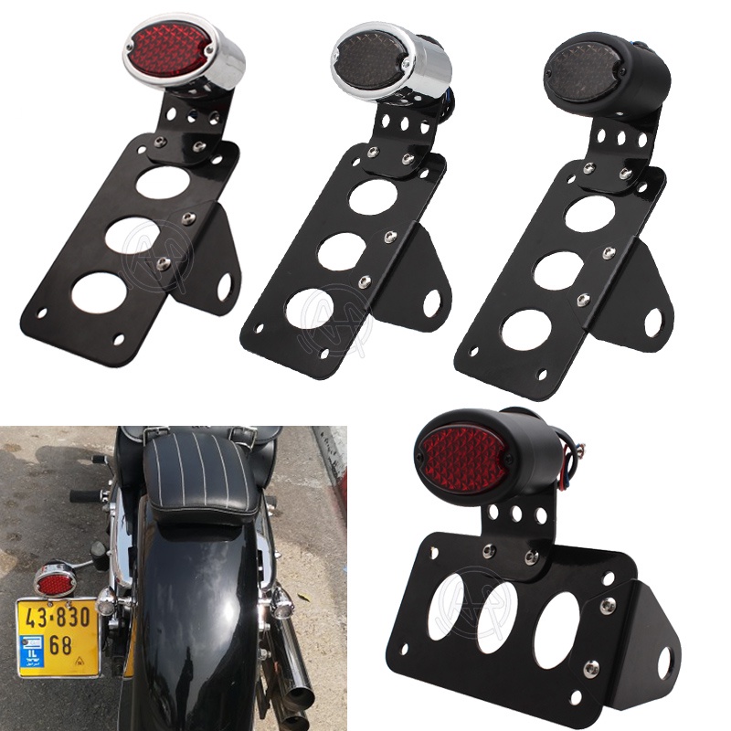 12V Motorcycle Side Mount Tail Light w/ Aluminium License Number Plate ...