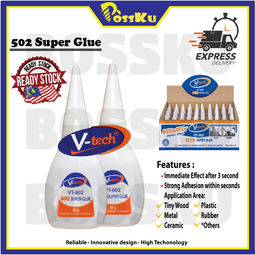 VTECH 3SECOND SUPER GLUE 502 FOR VARIOUS MATERIAL, GLASS, PLASTIC