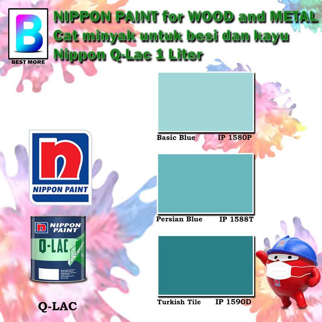 Nippon Paint Q-Lac Wood and Metal Paint Collection 1 Liter Basic Blue ...
