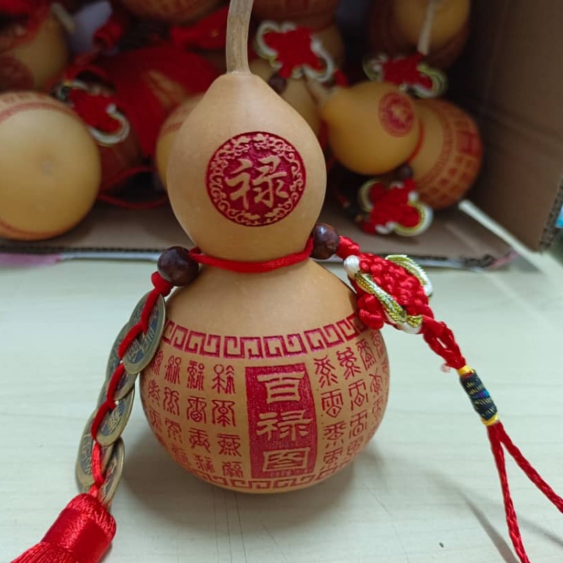风水葫芦 五帝钱中国结穗葫芦 百福图 百财图 百禄图 百寿图 大悲咒心经文雕刻工艺礼品葫芦 Chinese Feng Shui Gourd ...