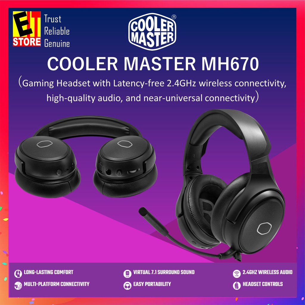 COOLER MASTER MH670 WIRELESS GAMING HEADSET 7.1 SURROUND SOUND /HEADSET ...