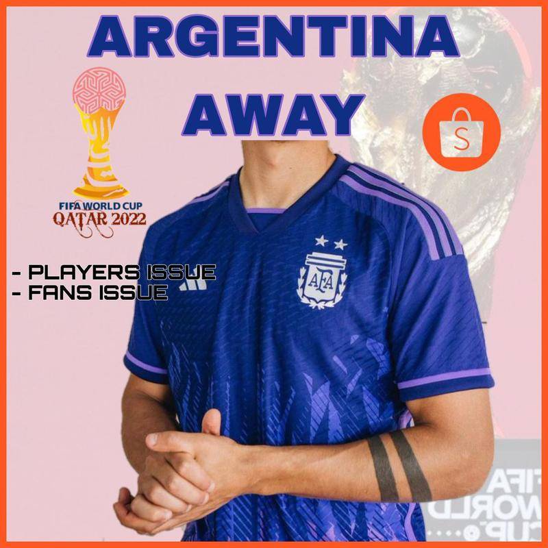 ARGENTINA AWAY JERSEY WORLD CUP 2022 JERSI ARGENTINA AWAY FAN ISSUE