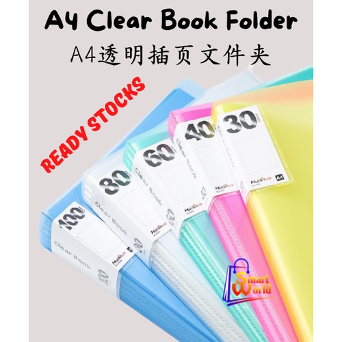 A4-20/30/40/60 Pages Pocket Clear Book Folder Transparent Documents ...